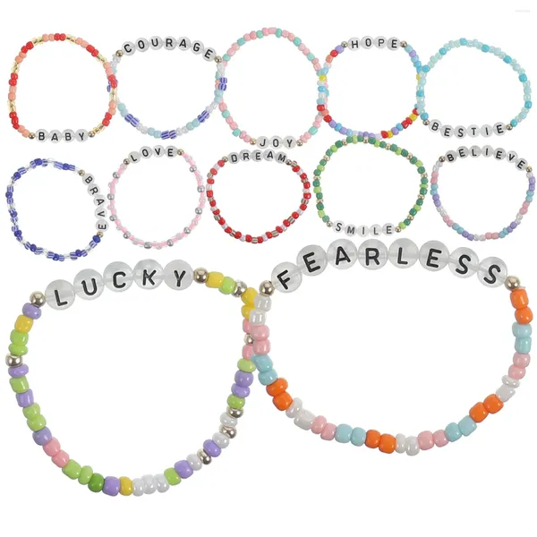 Charm-Armbänder, 12 Stück, leuchtende Armbänder, inspirierende Perlen, Buchstabenperlen für kleine Mädchen