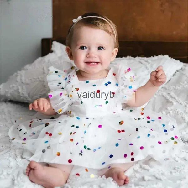 Macacão bebê recém-nascido menina princesa algodão polka dot macacão vestido infantil criança ld voile festa de aniversário roupas de bebê 3m-18mvaiduryb