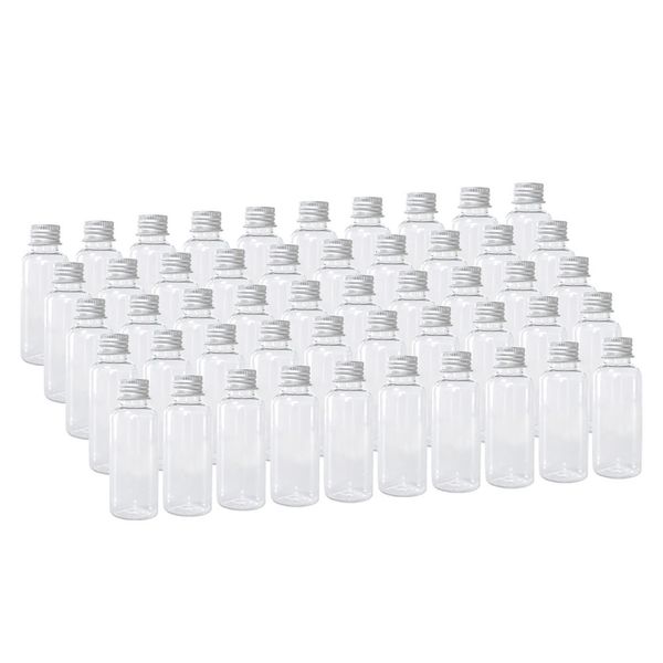 100 Stück Plastikflasche mit Aluminium-Schraubverschluss, Reiseset, leere, nachfüllbare Flaschen, Gläser, 5 ml bis 100 ml, PET-Kosmetikbehälter 240113