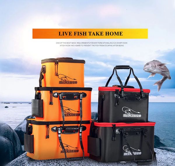 Tragbare EVA-Angeltasche, zusammenklappbarer Eimer, lebende Fischbox, Camping-Wasserbehälter, Pfanne, Becken, Tackle-Aufbewahrung, ohne Pumpe 240113