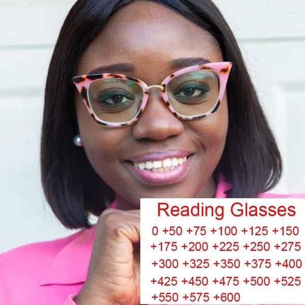 Güneş gözlüğü sevimli pembe okuma gözlükleri kadınlar karşıtı mavi ışık presbbiyopi gözlük retro marka tasarımcısı gözlük reçeteli kedi göz
