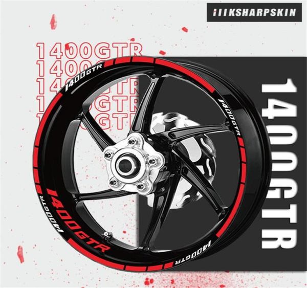 Adesivos decorativos à prova d'água para aro de motocicleta, decalque de aviso de segurança reflexivo noturno, fita listrada à prova d'água para KAWASAKI 1400GTR 11743073