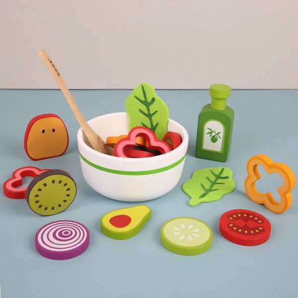 Детский деревянный имитационный тостер, салат, овощные кухонные игрушки для мальчиков и девочек, игровой кухонный набор для дома, кухонный набор 240112