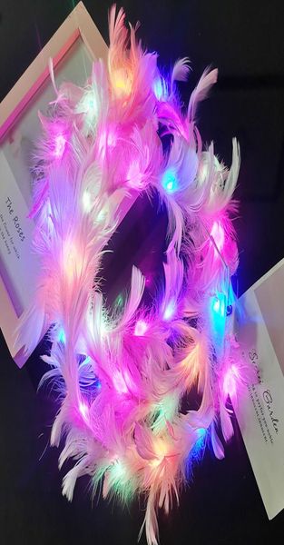 LED Ghirlanda di piume Corona Fascia per capelli Giocattolo LightUp Angel Halo Fascia Copricapo luminoso per donne Ragazze Matrimonio Natale Glow Party9355807