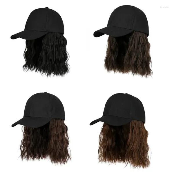 Bola bonés mulheres curto encaracolado cabelo boné moda ajustável chapéu de beisebol com vestir acessórios bob headwear