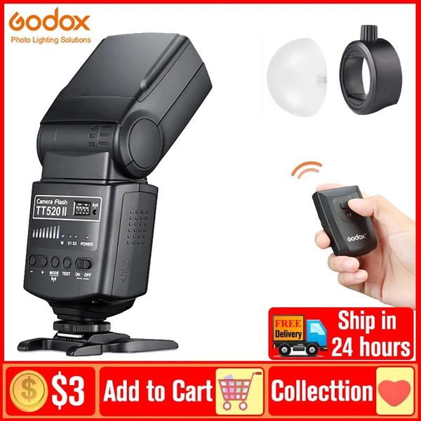 Acessórios Godox Tt520ii Tt520 Ii Flash de câmera com sinal sem fio Buildin 433mhz para câmeras Canon Nikon Pentax Olympus Dslr