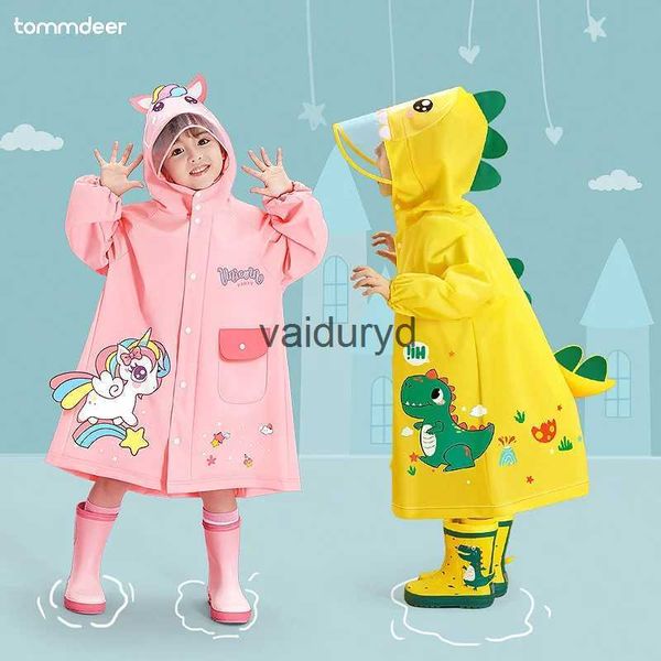 Regenmäntel Regenbekleidung Kinder Regenmantel Mädchen Jungen Cartoon Satchel Bit Poncho wird mit einer Aufbewahrungstasche geliefert