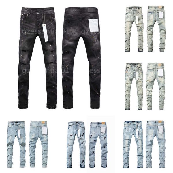 Calças de brim roxas designer mens jeans homens retro skinny denim calças hip hop rasgado buraco jean para mens streetwear joggers sweatpants designers de moda calças de marca preto