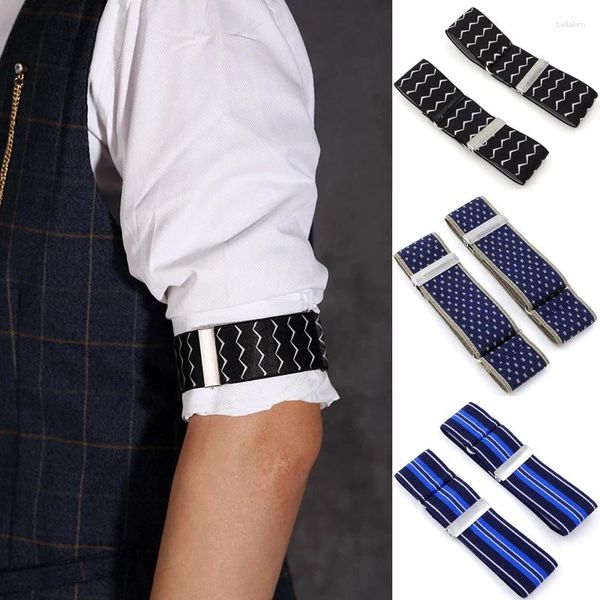 Cinture 1 paio di bracciali per camicia da uomo, fascia da braccio elastica regolabile, manica da barista, supporto per polsini, fibbia in metallo, accessorio per abiti da sposa per feste