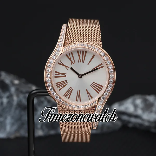 32mm Novo Limelight Gala G0A41213 Relógio feminino de quartzo suíço G0A48213 Mostrador branco Rose Gold Diamond Moldura Malha Pulseira de aço Lady Dress Relógios Timezonewatch Z01B