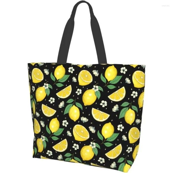 Sacos de compras Lemon Tote reutilizável Bag feminina Viagem ao ar livre Travel de grande capacidade Compriche presente Greeder Gifts