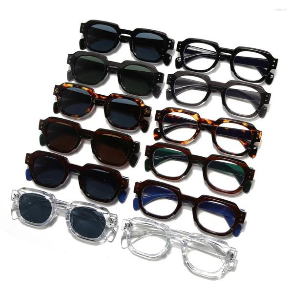 Солнцезащитные очки UV400 с защитными оттенками в квадратной оправе, высококачественные персонализированные очки с обрезанными краями, модный аксессуар для женщин и мужчин
