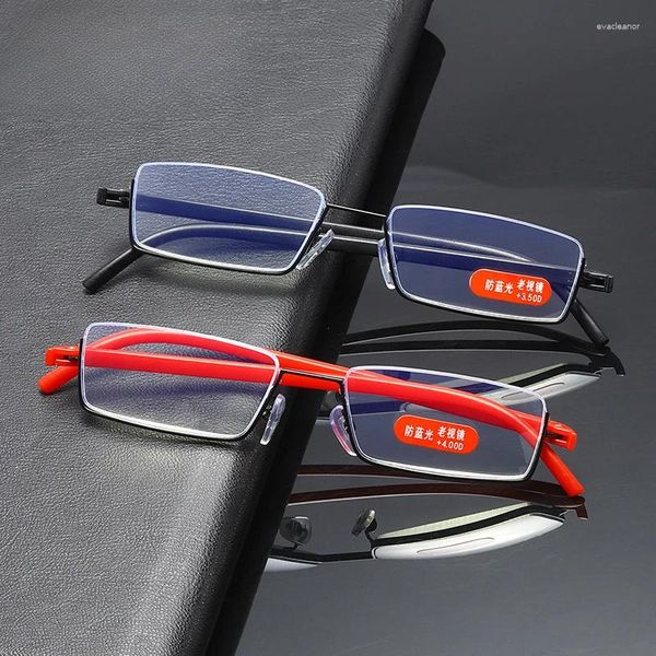 Sonnenbrille Unisex TR90 HD Brillen mit Etui Vintage quadratischer Rahmen Lesen Luxusbrille Anti-Blaulicht Presbyopie Brillen