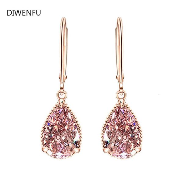 Natürliche rosa Quarz-Tropfenohrringe für Frauen, 18 Karat Roségold, romantische Mode, edler Schmuck, Topas-Edelstein, Bizuteria, Luxus-Ohrringe 240113