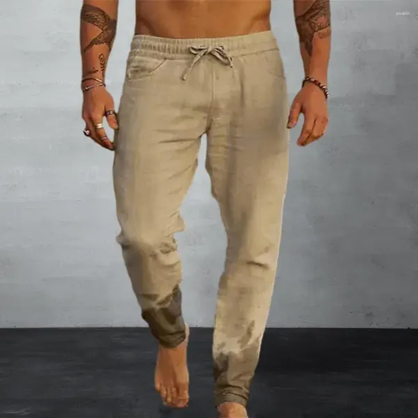 Мужские брюки с эластичной резинкой на талии Легкие мужские быстросохнущие пляжные брюки длиной до щиколотки Свободный крой Мягкие Назначение Повседневные