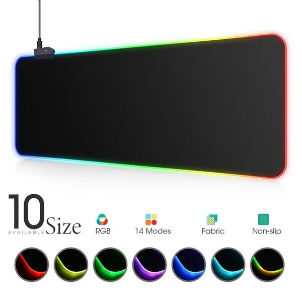 Scheda per mouse con luce a LED Copertura per tastiera RGB superficie colorata per desktop Tappetino per mouse nero Console per giochi per computer mondiale multi-dimensione impermeabile 240113