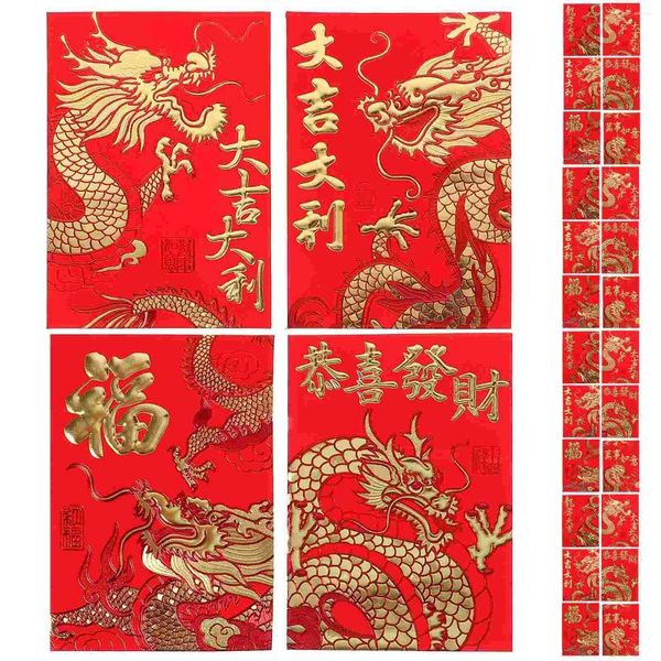 Envoltório de presente 60pcs estilo chinês envelopes vermelhos pacotes de armazenamento de dinheiro de papel misturados