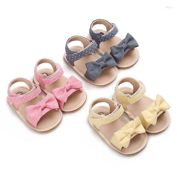 First Walkers 0–18 Monate geborene Baby-Mädchen, flache Sandalen, weiche Gummisohle, rutschfeste Schuhe, Kleinkinder, Kleinkinder, Kinder, Schleife