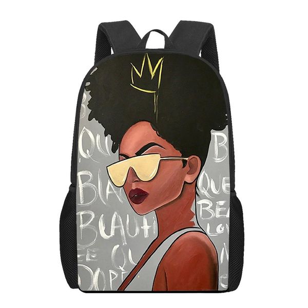 Sacos bonito preto menina pintura estilo impresso meninos meninas saco de livro adolescente portátil mochila crianças saco de escola casual viagem mochila