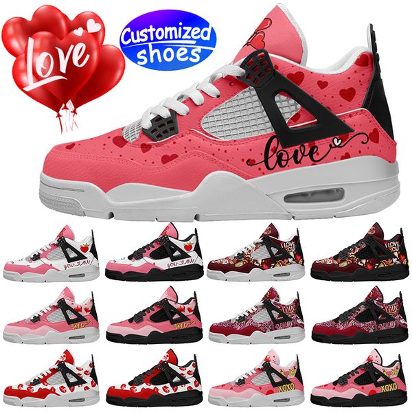 Amanti delle scarpe personalizzate scarpe da basket San Valentino scarpe fai da te in cartone animato Scarpe casual retrò uomo donna scarpe sneaker da esterno rosa rosso taglia grande eur 36-49