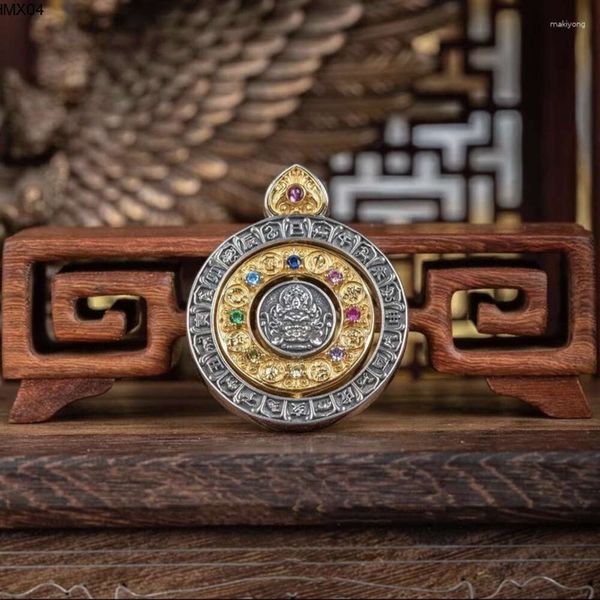 Colares Pingente HX Prata Cor Nove Palácios Oito Trigramas Homens Vintage Buddha Sign Doze Zodíaco Colar Handmade Jóias Ehpu