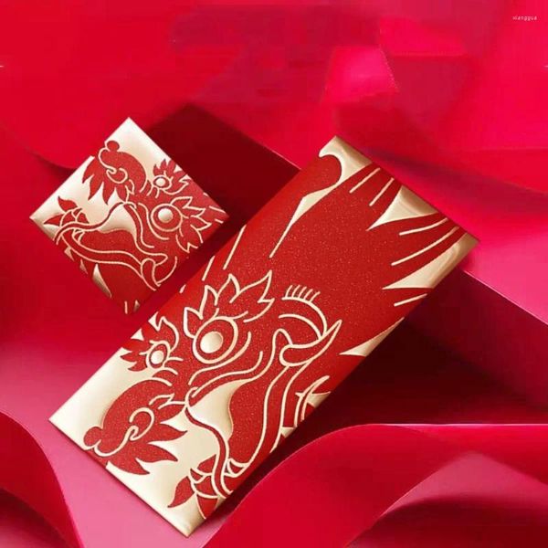 Envoltório de presente 10 pcs bronzeamento dragão padrão envelope vermelho auspicioso sorte chinesa saco de dinheiro estilo simples sorte