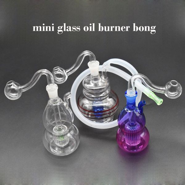 Atacado Queimador de Óleo de Vidro Bong Tubos de Água com 10mm Masculino Grosso Pyrex Vidro Queimador de Óleo Tubo de Silicone para Ferramentas de Fumar Portátil Ashcatcher Bong