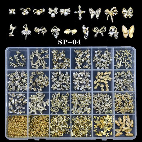 Kit di decorazioni per unghie in lega di farfalla 3D Kit di pietre preziose in resina per accessori per unghie in cristallo Art Mix 240113