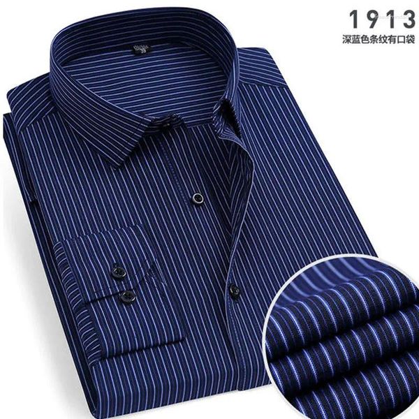 Camicie casual da uomo Camicia slim primaverile e autunnale Abito a maniche lunghe Uniforme a righe scozzesi Abbigliamento sociale aziendale Moda