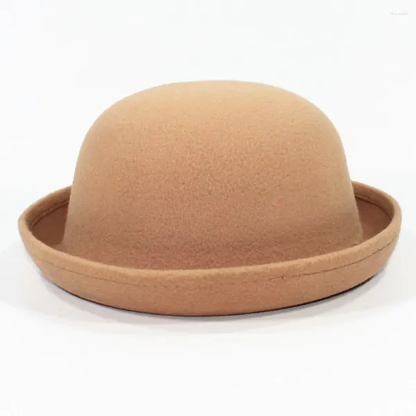 Berets moda pai-filho cúpula fedora chapéus outono inverno sólido trilby festa de viagem vintage chapéu de feltro para mulheres meninos meninas