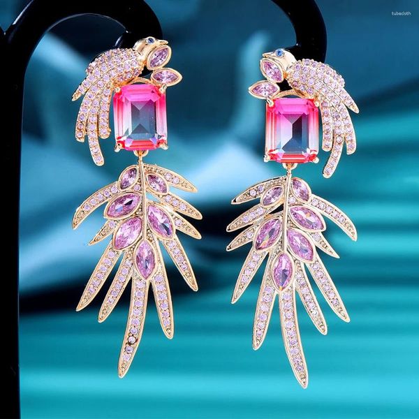 Stud Ohrringe Siscathy Mode Luxus Vogel Drop für Frauen Langkubische Zirkonia Hängende Ohrring Hochzeitsfeier Schmuckzubehör Accessoires