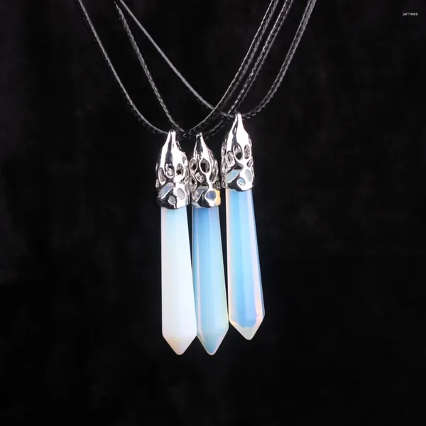 Kolye Kolye 1 PC oldukça doğal kristal opal kuvars mücevher taş uzun sarkaç cazibesi aytaşı gümüş kaplama moda jewelry fit kolye