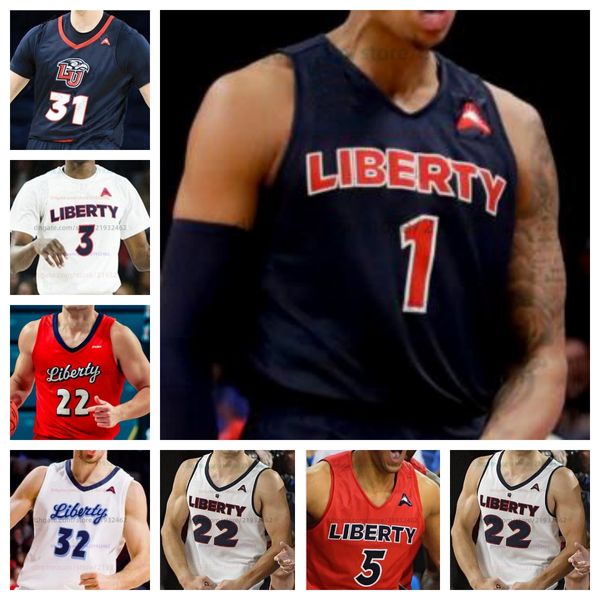 Personalizado Kyle Rode Gabriel McKay Liberty Flames Shiloh Robinson Basquete Jersey NCAA Stitched Jersey Qualquer Nome Número Homens Mulheres Juventude Bordado