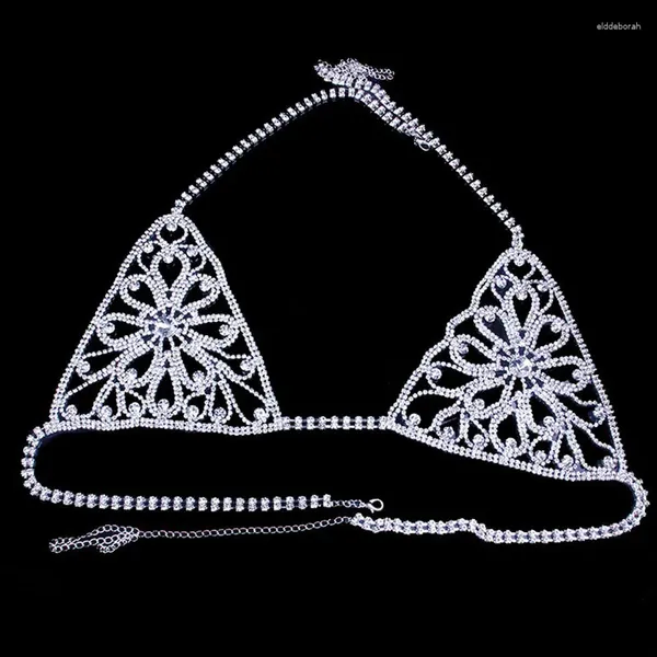 Serbatoi da donna Catene per il corpo Materiale metallico Forma irregolare Moda semplice Scava fuori Barra d'argento Ornamento Mutandine con strass Reggiseno sexy