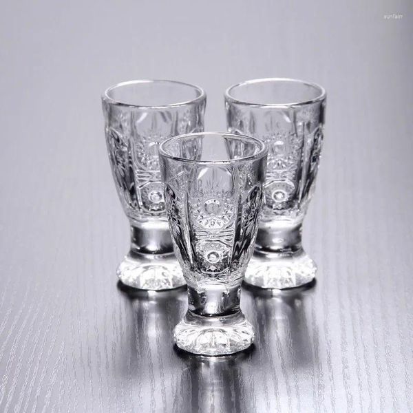 Copos de vinho 40ml criativo gravado vidro sem chumbo mini copos para tequila casa bar festa drinkware copo conjunto de 6