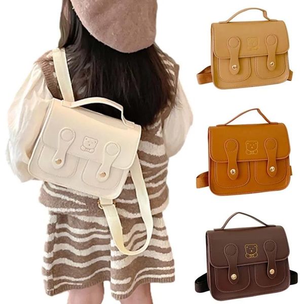 Borse Moda Zaino per bambini Orso carino Bambini Ragazze Ragazzi Borsa da scuola in pelle Pu Zaini per bambini coreani vintage Borse per bambini 5 colori