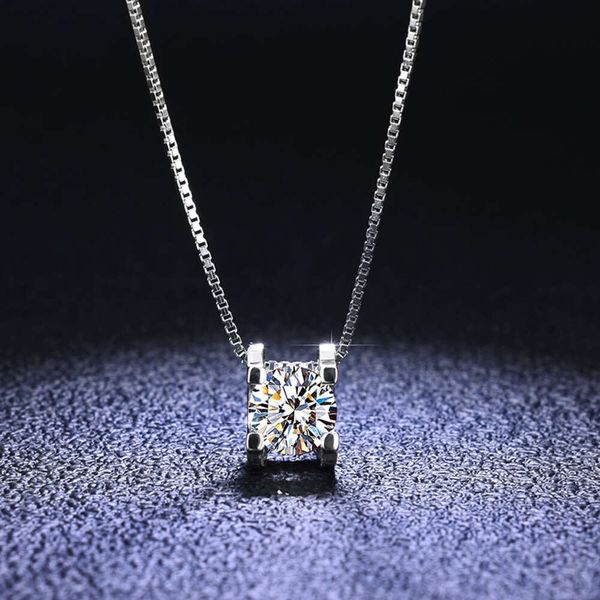 S Pure Sier Mosang Diamant-Stierkopf-Halskette für Damen, klassischer Clac-Anhänger, Modeschmuck, Kragenkette
