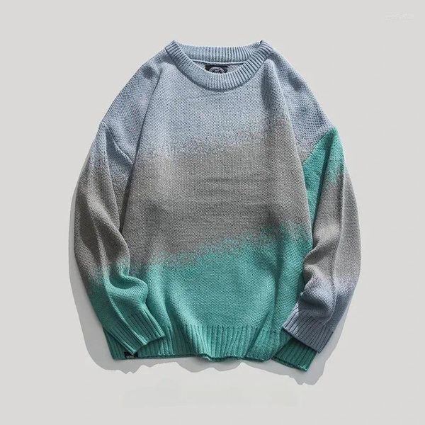 Erkek Sweaters Giyim Yuvarlak Yaka Örgü Sweater Erkek Yeşil Kravat Boya Kazak Müret