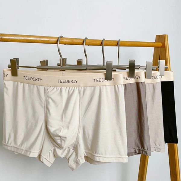 Unterhosen Sexy Herren-Slips aus Baumwolle mit mittelhohem Bund aus Eisseide, solide, atmungsaktive Boxershorts und Badehosen, Unterwäsche-Boxershorts