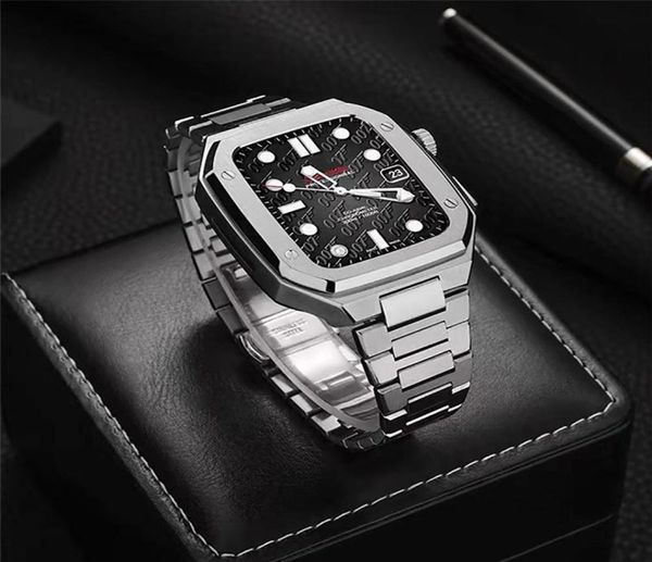 Для Apple Watch Series 7 6 5 4 Премиум Броня из нержавеющей стали Защитный чехол ремешок для браслета iWatch 44 мм 45 мм7605831