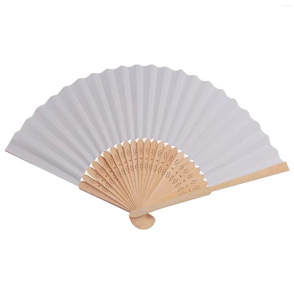 Schalen 50 PCs/Los weiß faltbar eleganter Papierhand -Fan Hochzeitsfeier Gefälscht 21 cm (weiß)