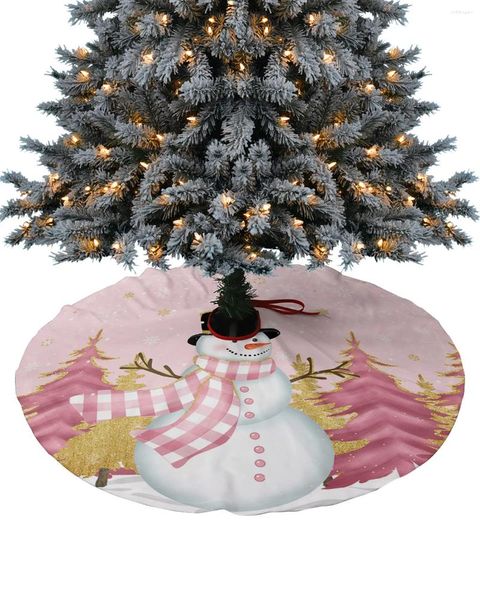 Decorazioni natalizie Pupazzo di neve invernale Gonna per albero rosa Natale per forniture domestiche Gonne rotonde Copertura della base