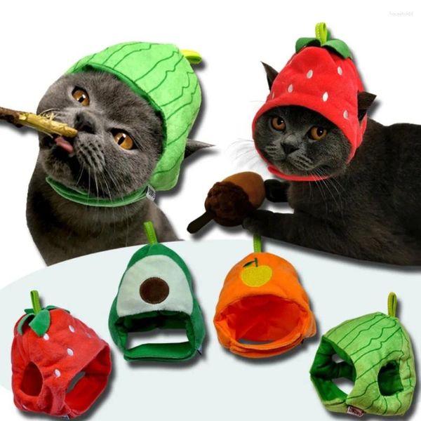 Katzenkostüme Wassermelonenhut Lustige weiche orange Form Hunde Hüte Avocado bequeme Kopfbekleidung Geburtstagsfeier