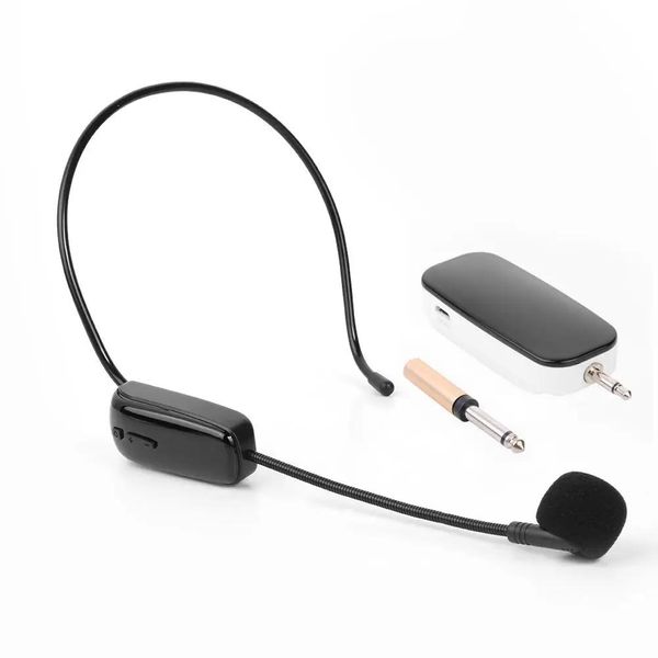 Microfones para ensino, amplificador de voz, fone de ouvido uhf, microfone sem fio com receptor padrão 3.5 a 6.35, conversor de áudio para alto-falantes