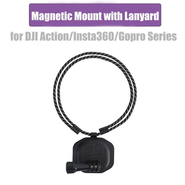 Supporto magnetico da collo con cordino per DJI Action 43 Hero 11 Nero Mini1110 Insta360 X3 Accessori per fotocamera 240113