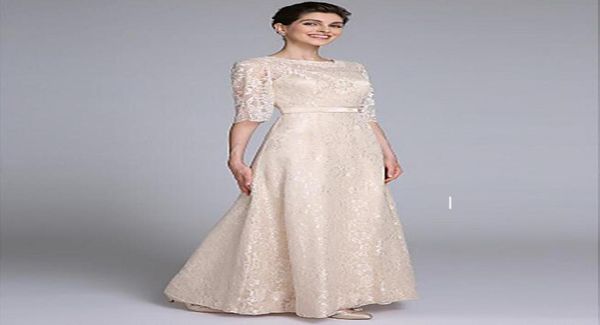 Spitze Mantel Juwel Halbarm Kleider für die Brautmutter mit Schärpe bodenlang für Abendkleid Mothers039 Bride7536816