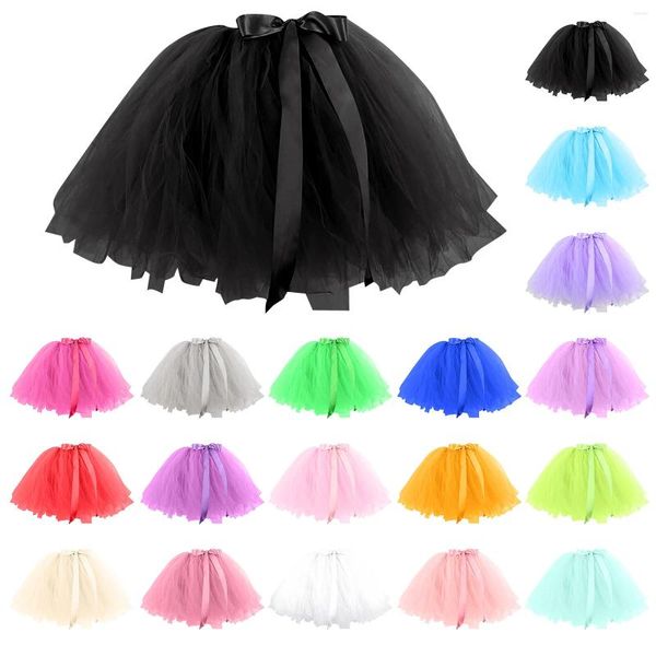 Röcke Erwachsene Fancy Ballett Dancewear Party Frauen Sommer Vintage Tüll Rock Kostüm Ballkleid Mini Bogen Band Solide Tutu