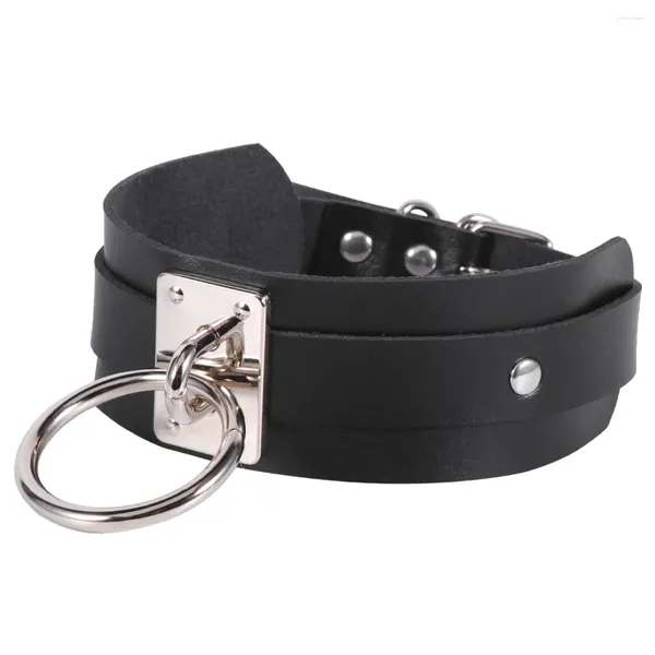 Anhänger-Halsketten, Halsband-Halskette, einzelner Ring, Dekor, Punk-Stil, Mode (schwarz)