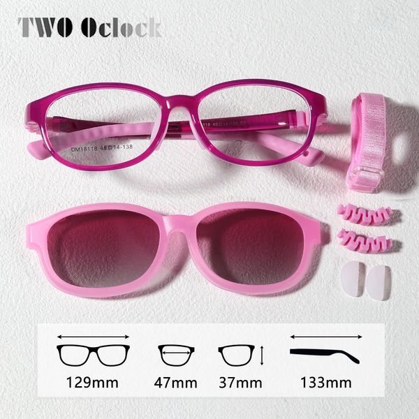 Flexible 2-in-1-Sonnenbrille für Kinder zum Anklemmen an Brillen, Kinderbrillen für Mädchen, UV400-Sonnenbrille, 0 Dioptrienoptik, Brillengestell, Rosa, 240113