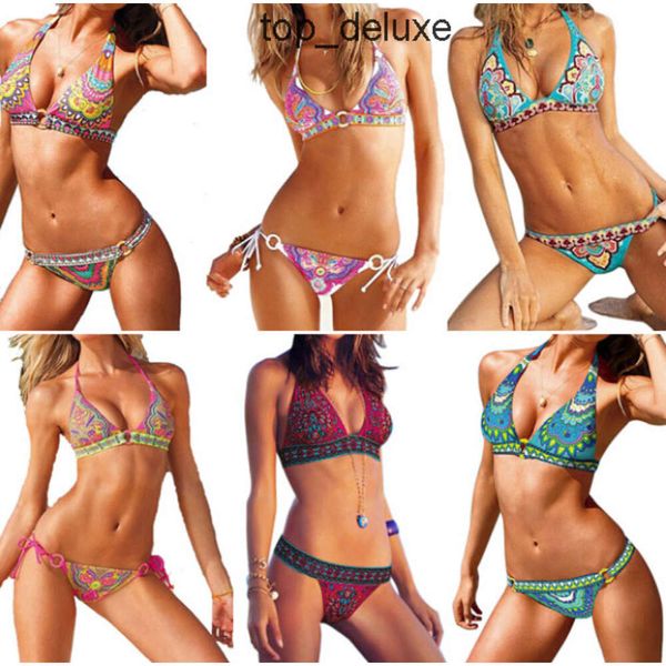 Super Sexy Indiana Totem Bandeau Gewatteerde Bikini Set Boho Stijl Sexy Vrouwen Beachwear Badpak 6 Kleuren S-XL''gg''LWAQ